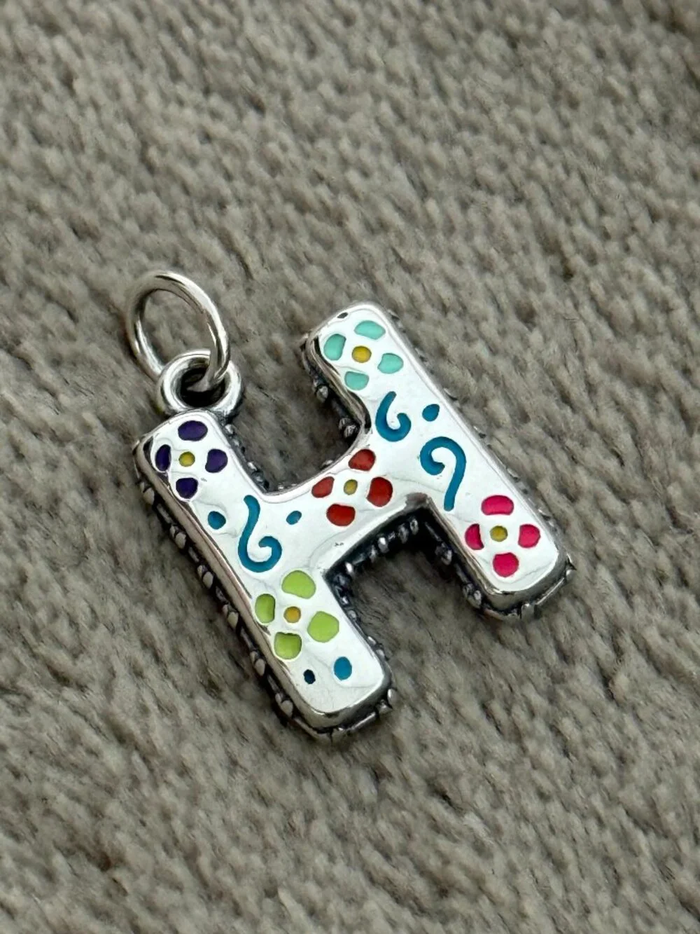H- Enamel Consuela Floral Initial Charm